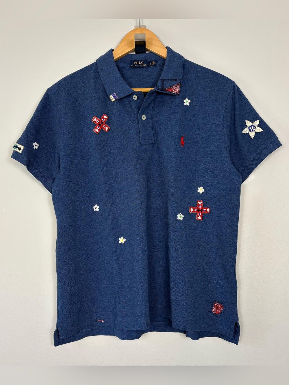 Polo Ralph Lauren Polo‎ Shirt Sz L Embellished Beaded Rare